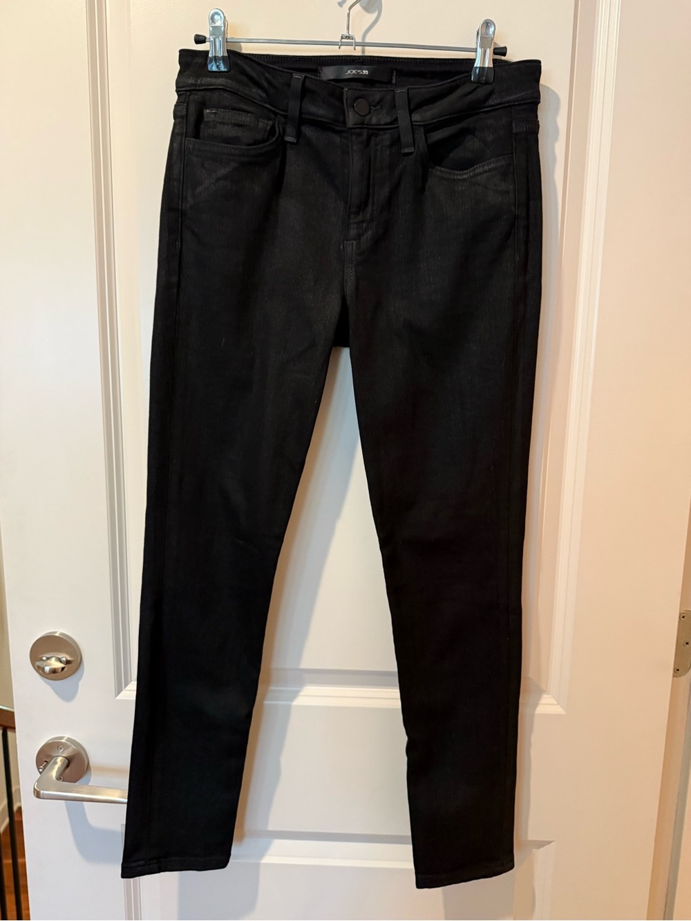Joe's Jeans Women's Black Wax-Coated Skinny Ankle Jeans Size 28